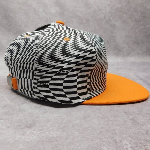 Airwalk Forever 21 Checkered Hat Adjustable Black White Flat Orange Brimmed Cap - Picture 7 of 8